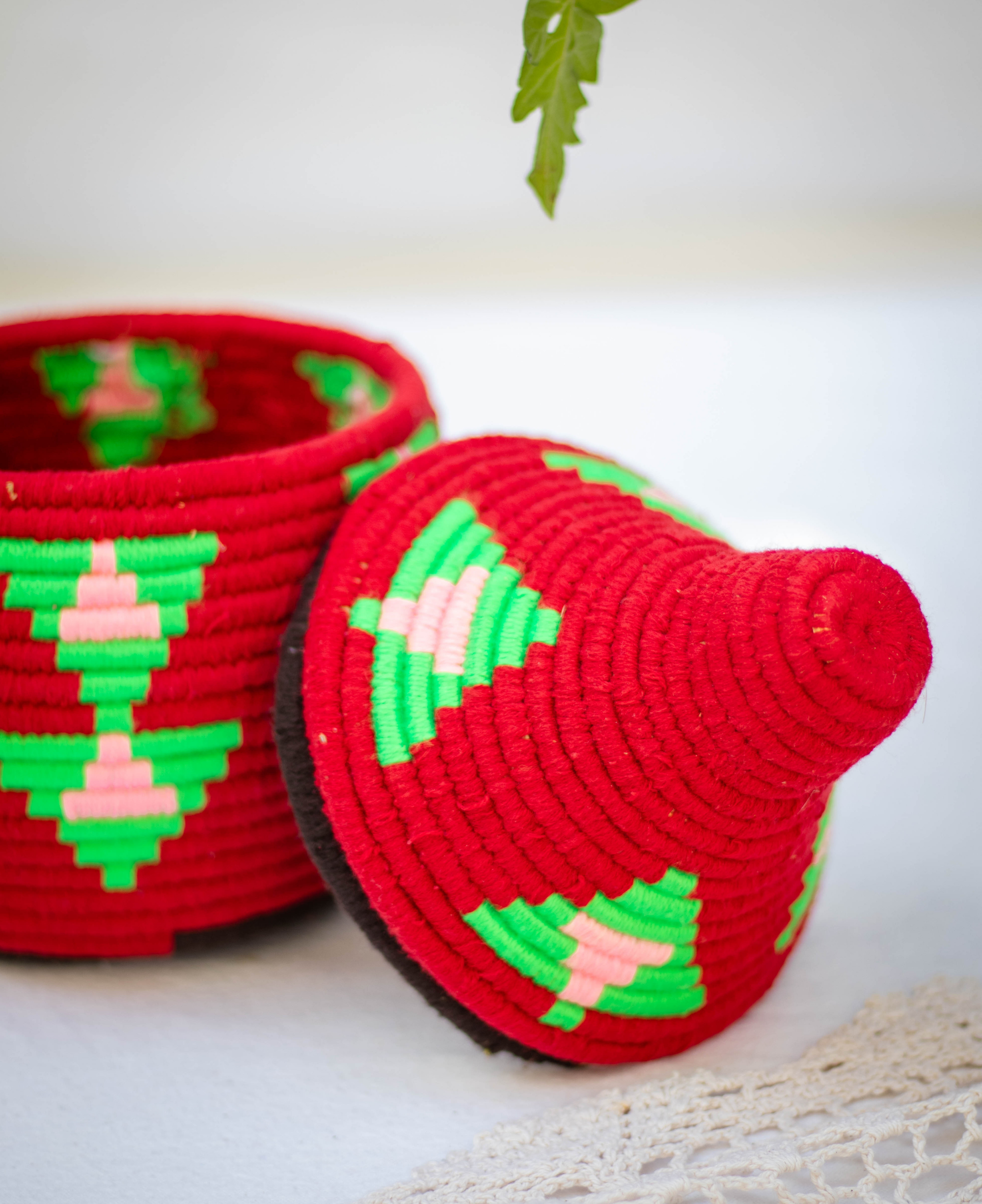 Hand-Woven Moroccan Wool Pot - 028