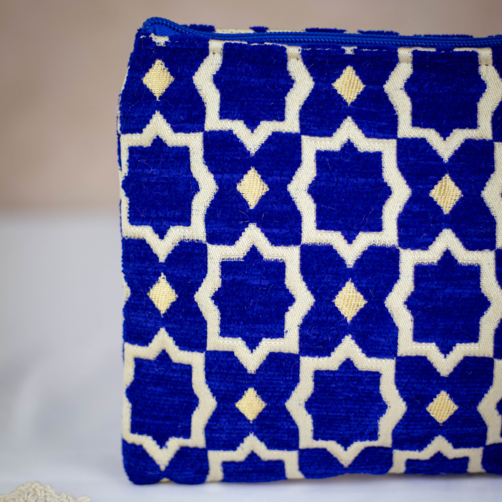 Tassel Clutch in Blue - Sleek Party Purse with Zip