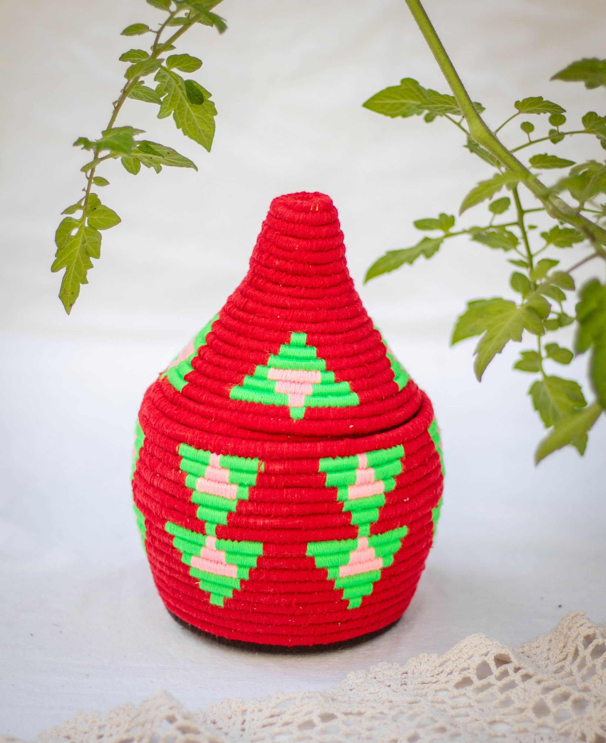 Hand-Woven Moroccan Wool Pot - 028