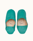 Moroccan Babouche Slippers, Dark Duck Egg
