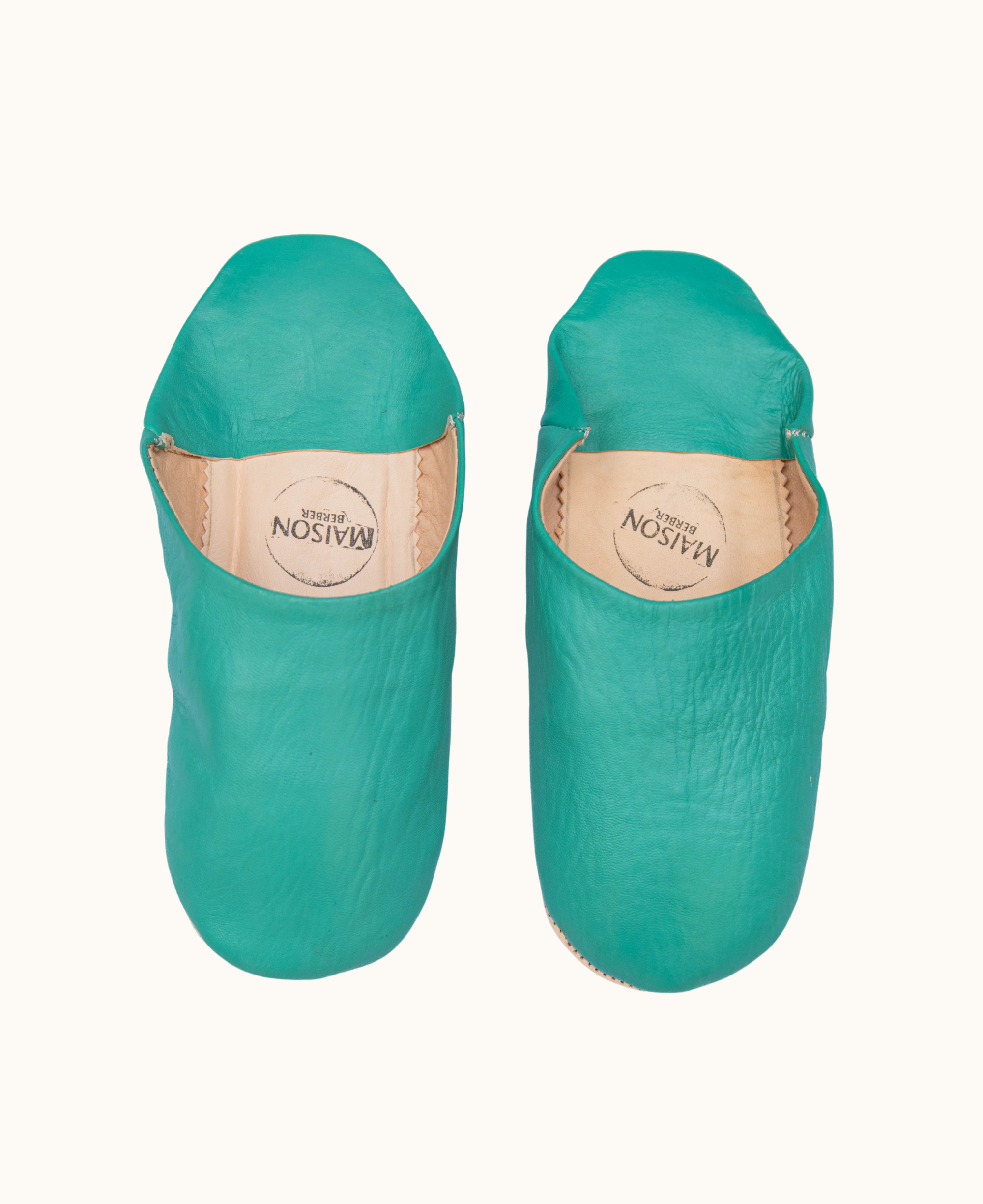 Moroccan Babouche Slippers, Dark Duck Egg