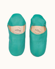Moroccan Babouche Slippers, Dark Duck Egg