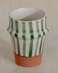 Handmade Striped Ceramic Tumbler - Green