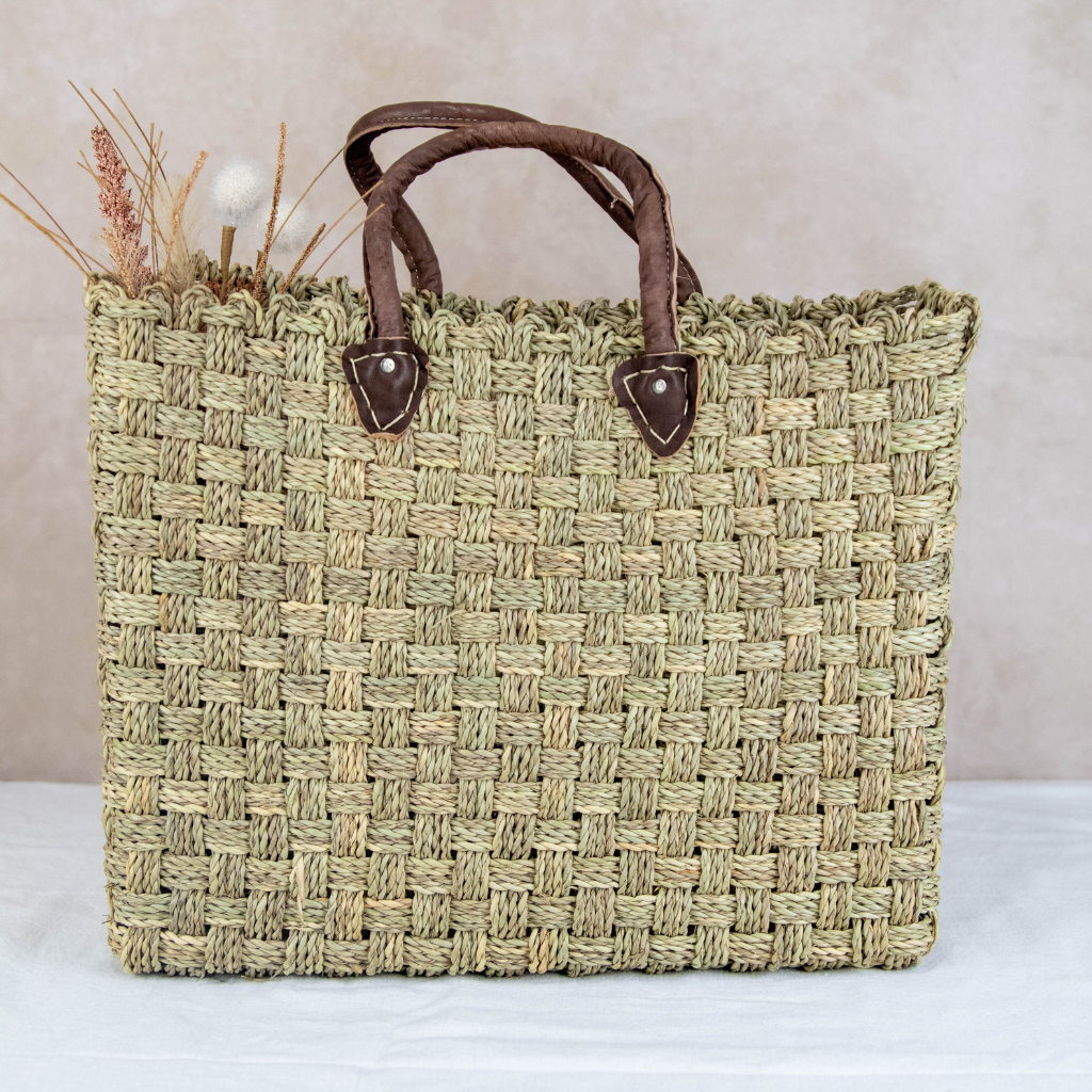 Moroccan Wicker Market Basket Bag – Perfect for Shopping