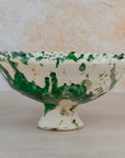 Handmade Tamegroute Bowl - Green (Half-Glazed Splatter)