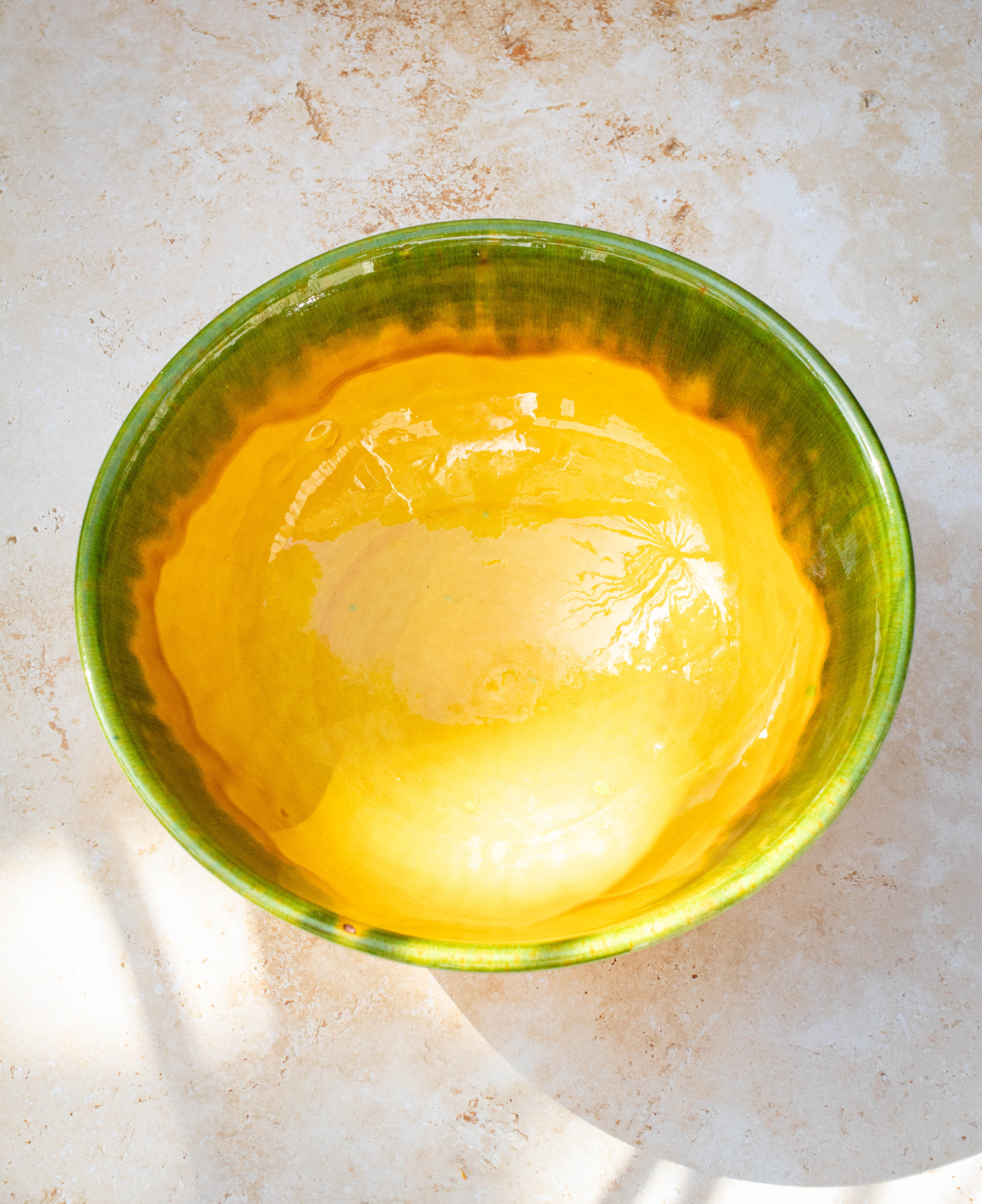 Handmade Moroccan Bowls – Green & Yellow Two-Tone Design