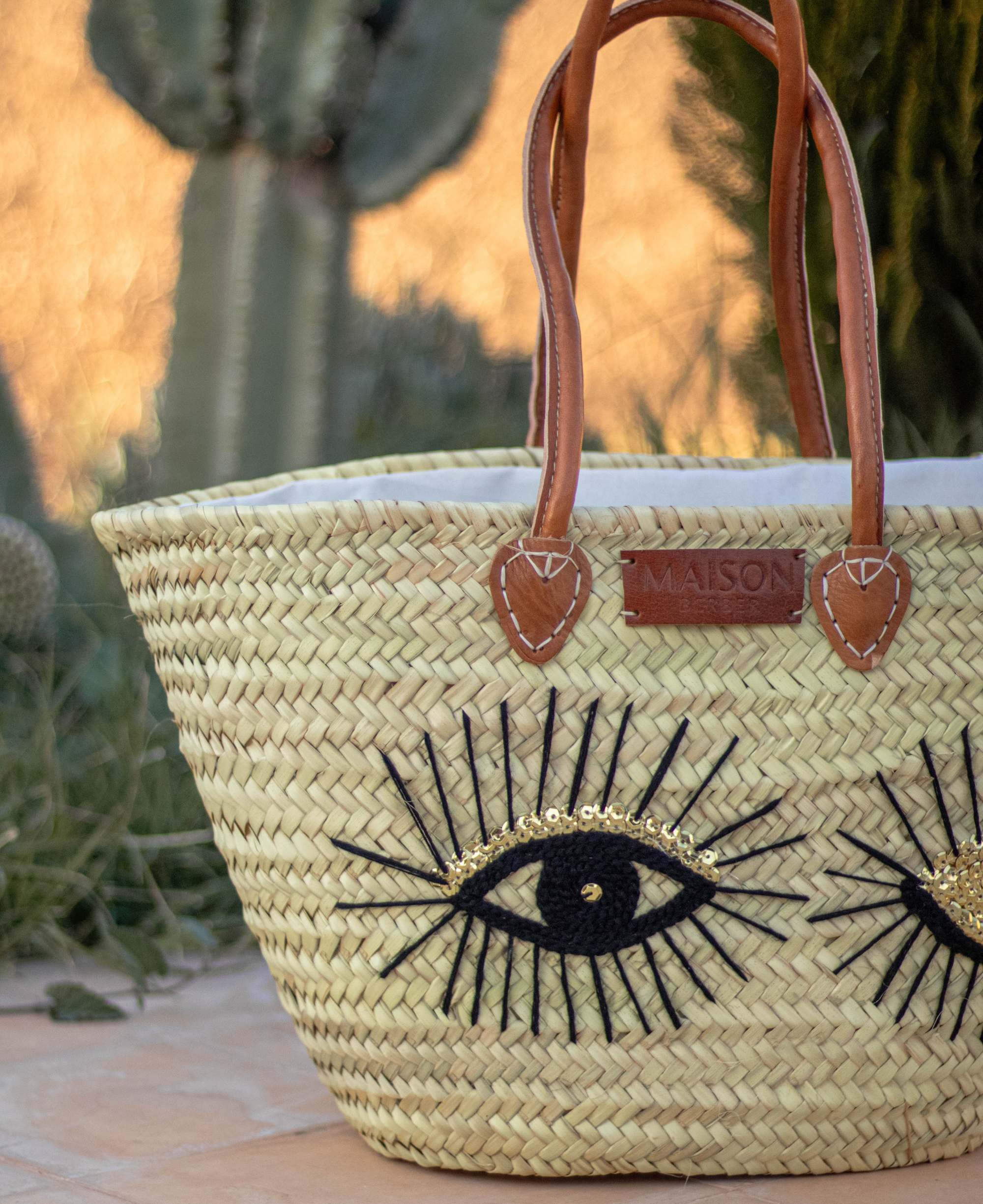 Hand Embroidered Market Basket