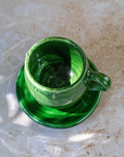 Tazekka Green Moroccan Ceramic Coffee Cup & Saucer Set