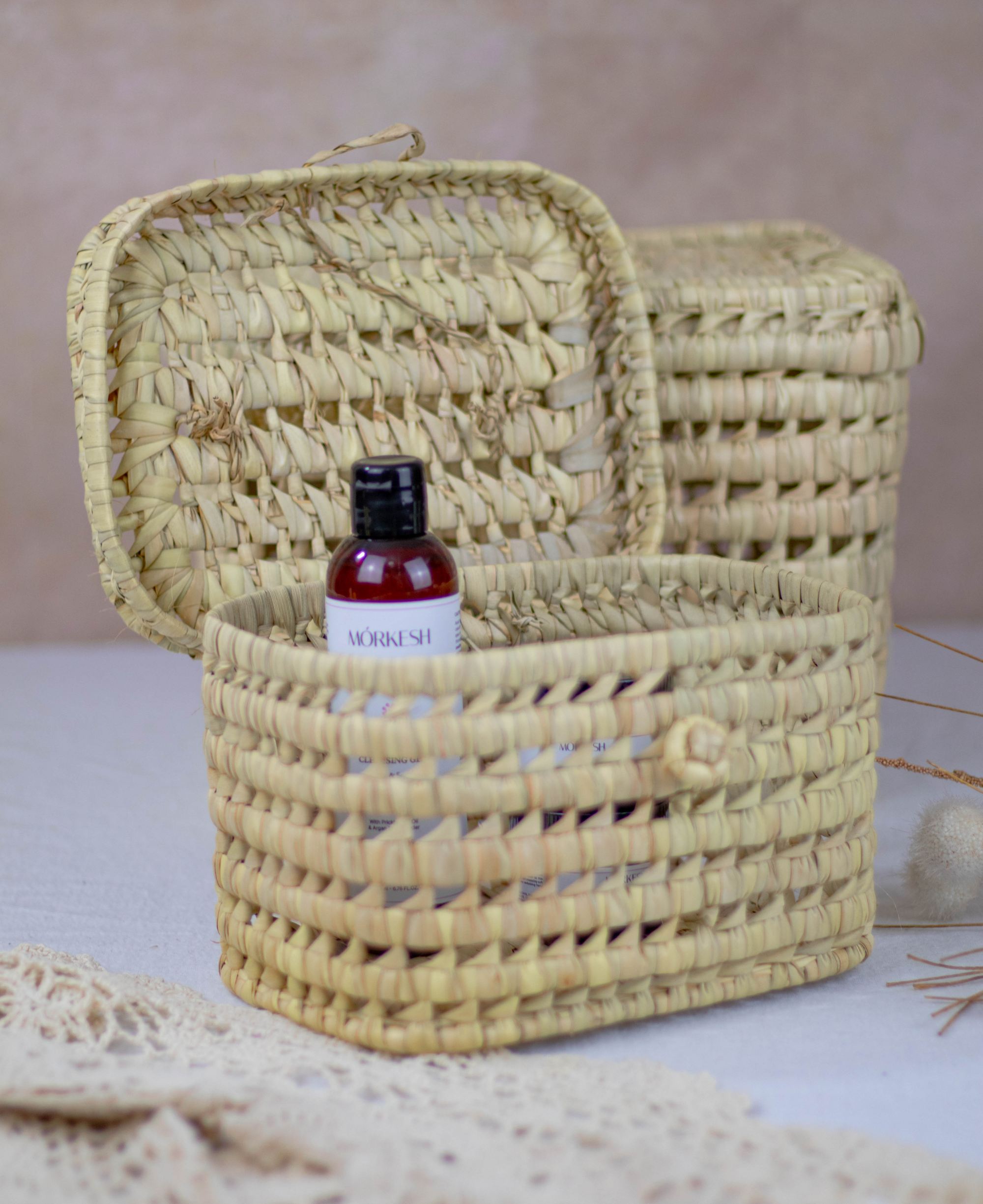 Handwoven Wicker Storage Basket with Lid