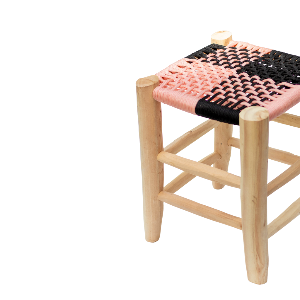 Moroccan Handmade Stool Braided Rope Weaving, 012