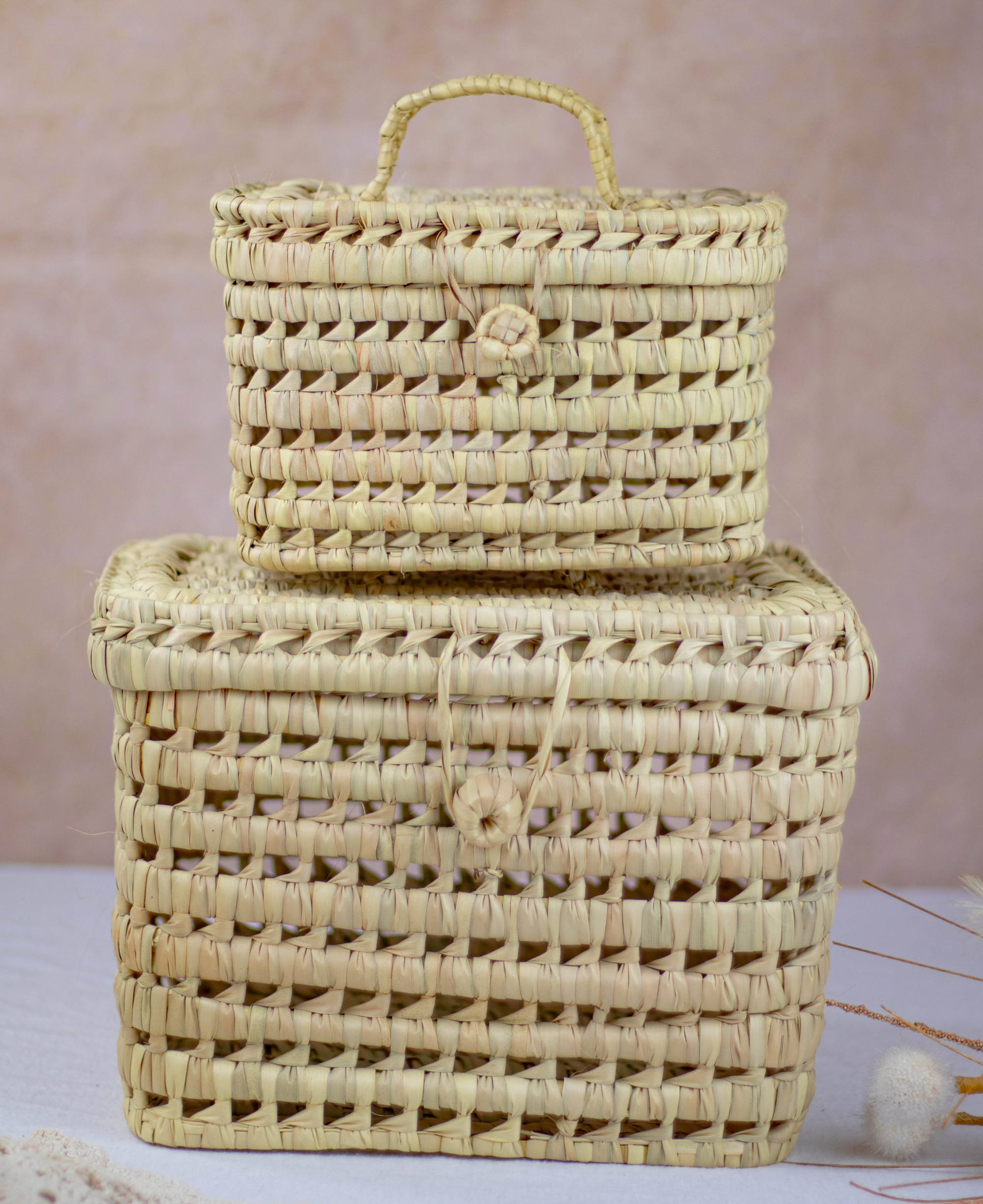 Handwoven Wicker Storage Basket with Lid