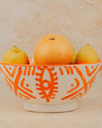 Handmade Moroccan Berber Eye Pedestal Bowl - Orange