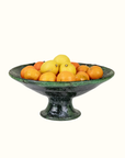 Large Moroccan Vintage Green Glazed Pedestal Fruit Bowl