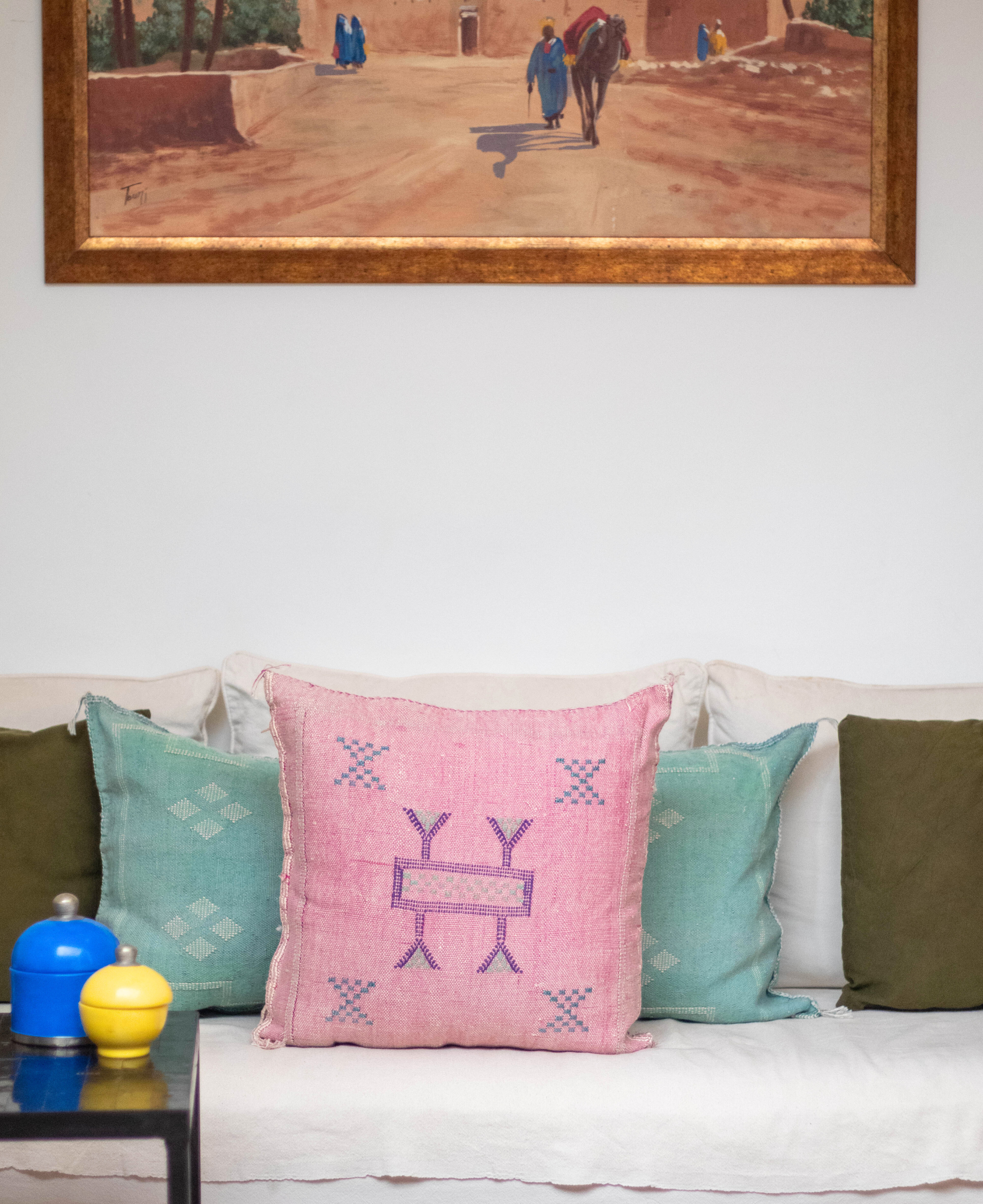 Handmade Moroccan Cactus Silk Cushion Cover - 22