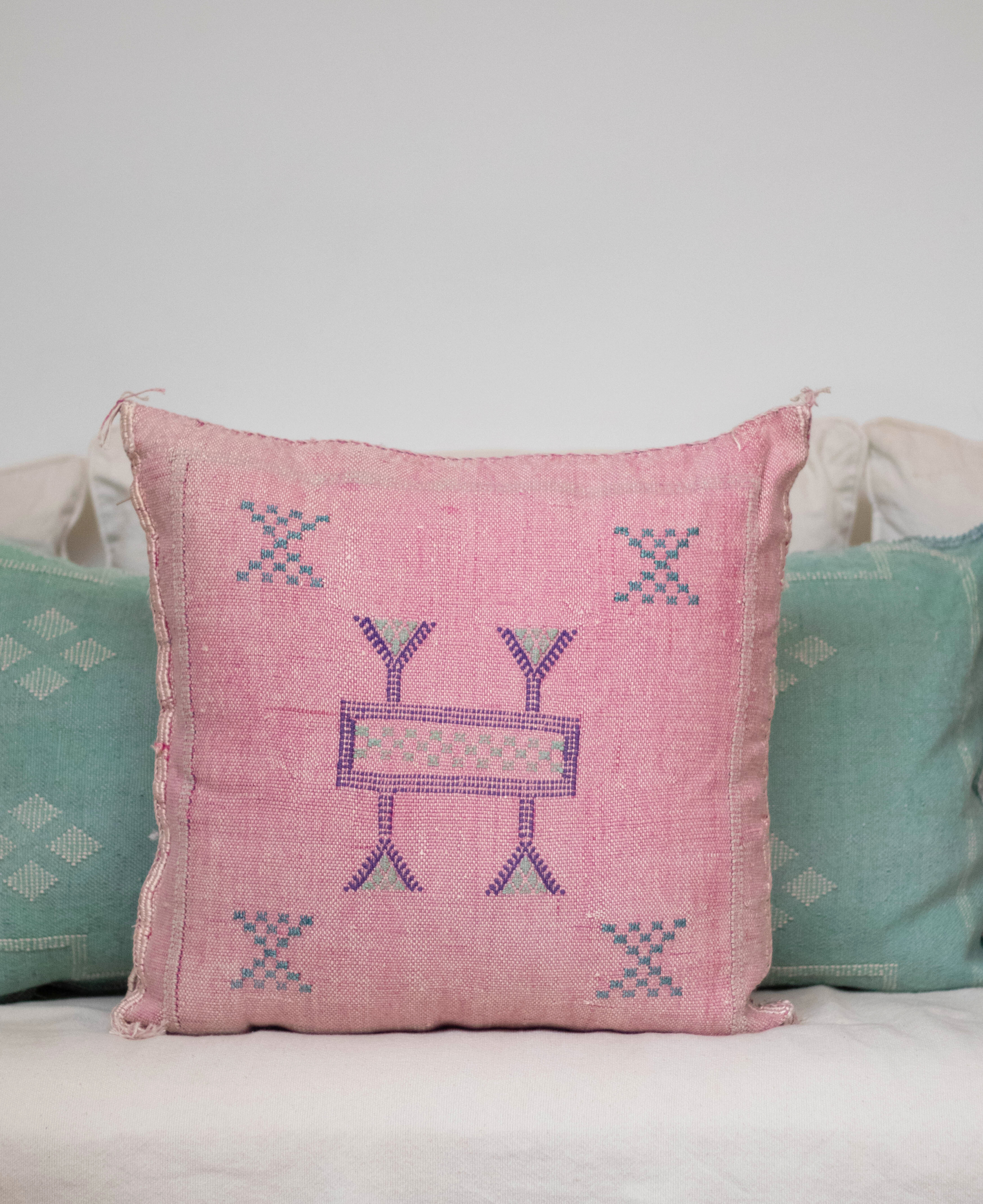 Handmade Moroccan Cactus Silk Cushion Cover - 22