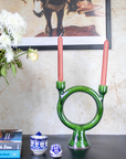 Tamegroute Shaded Green Ceramic Candlestick Holder
