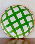 Handmade Checkered Ceramic Bowl - Green