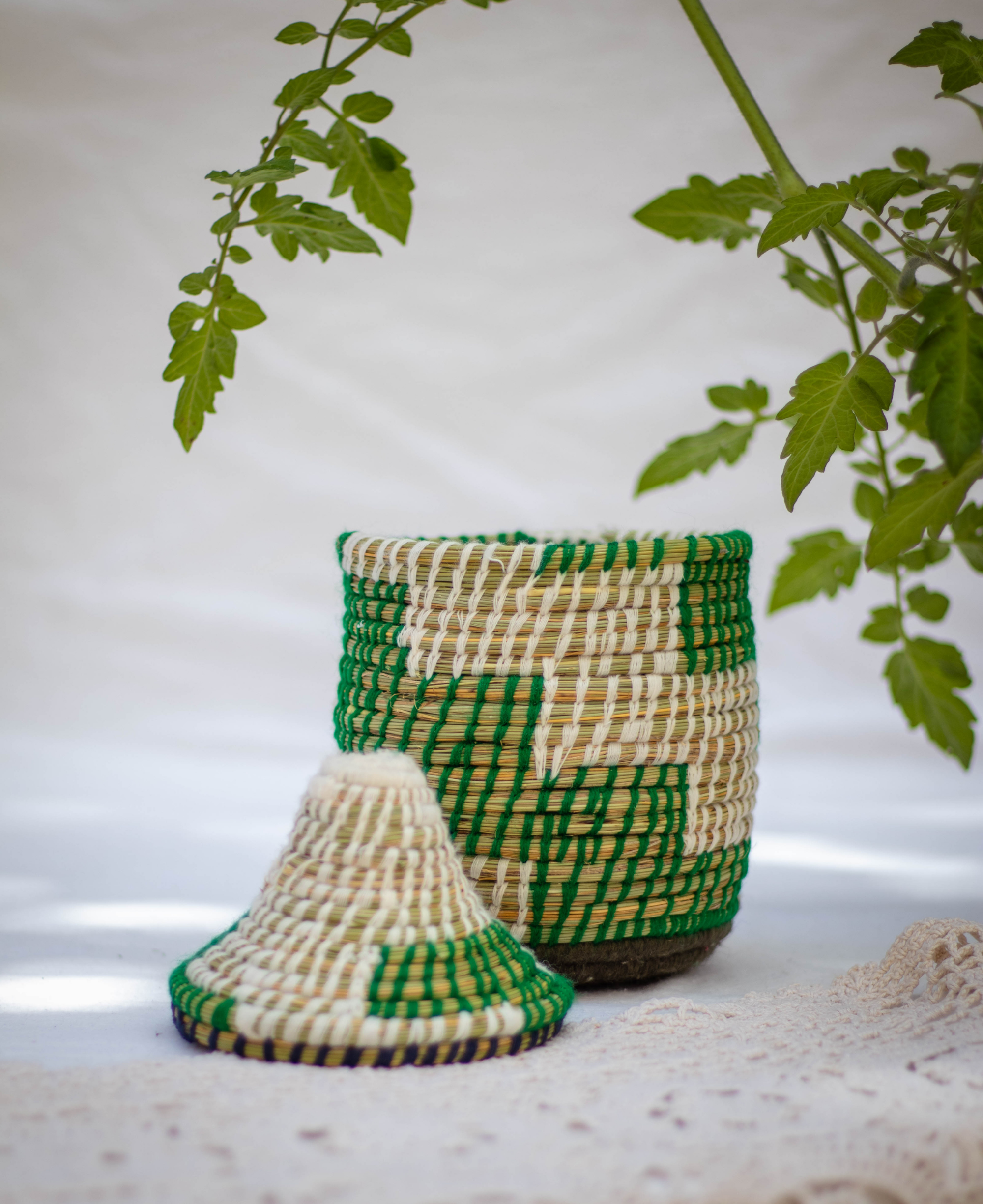 Hand-Woven Moroccan Wool Pot - 033