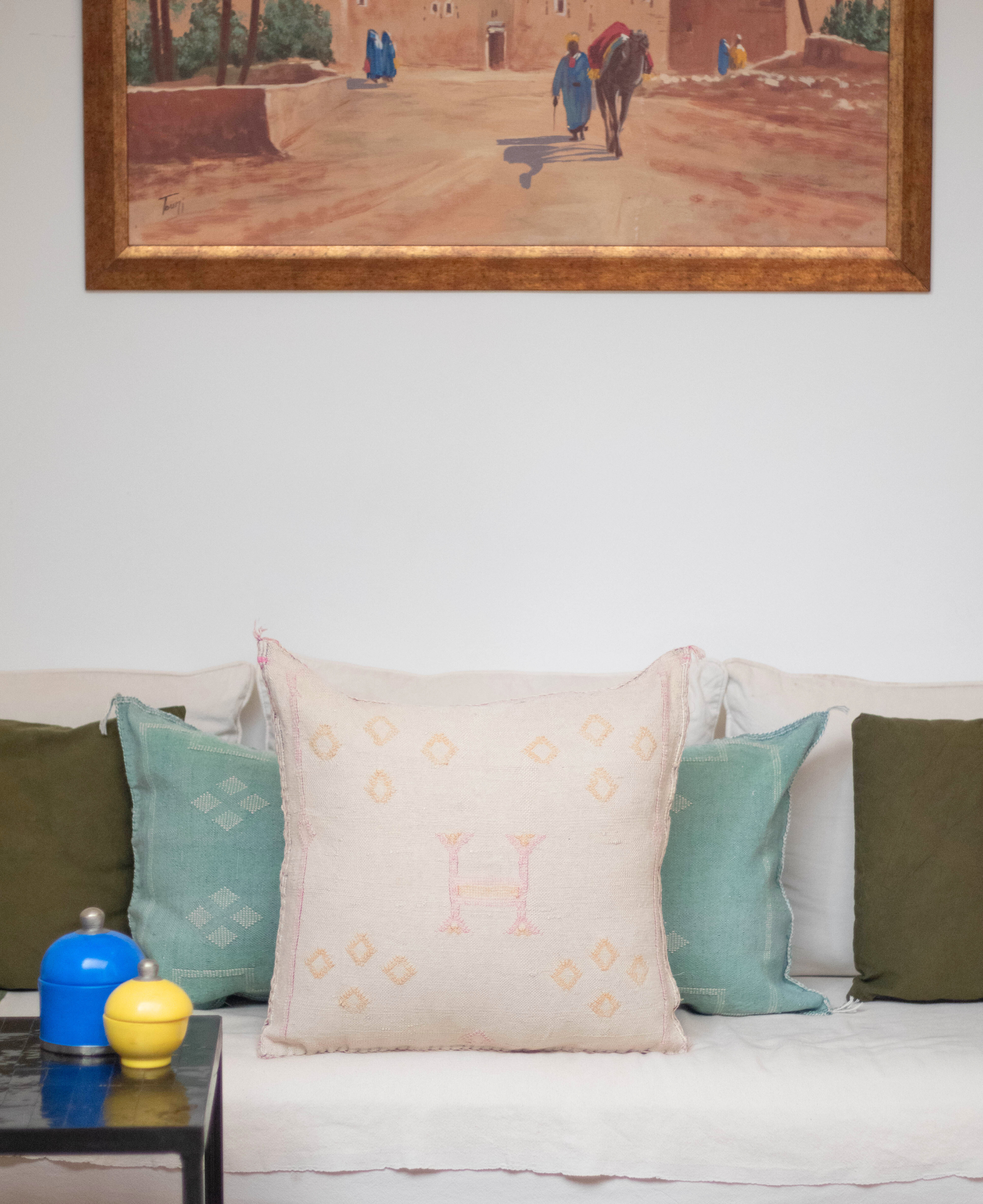 Handmade Moroccan Cactus Silk Cushion Cover - 24