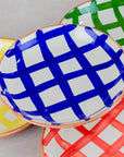 Handmade Checkered Ceramic Bowl - Blue