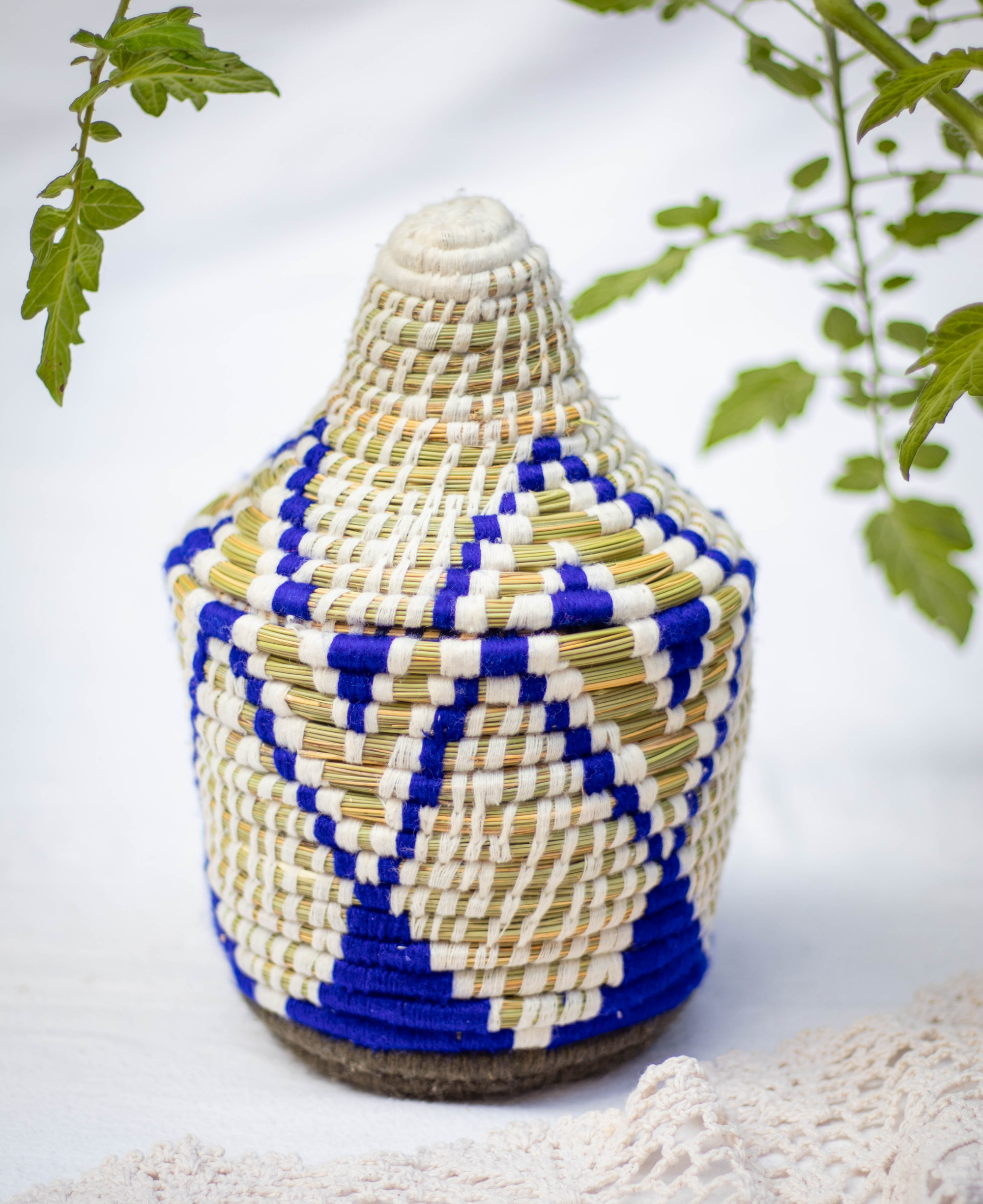 Hand-Woven Moroccan Wool Pot - 034
