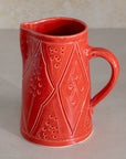 Handmade Moroccan Carved Pitcher - Red