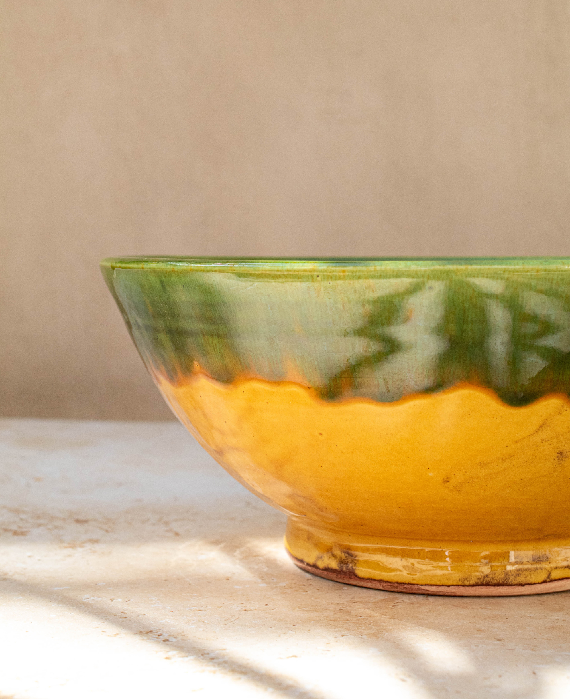 Handmade Moroccan Bowls – Green & Yellow Two-Tone Design