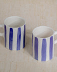 Handmade Striped Coffee Mug - Blue