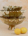 Handmade Tamegroute Pedestal Bowl - Ochre (Half-Glazed Splatter)
