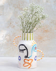 Handmade Moroccan Visage Vase - Green Stripe