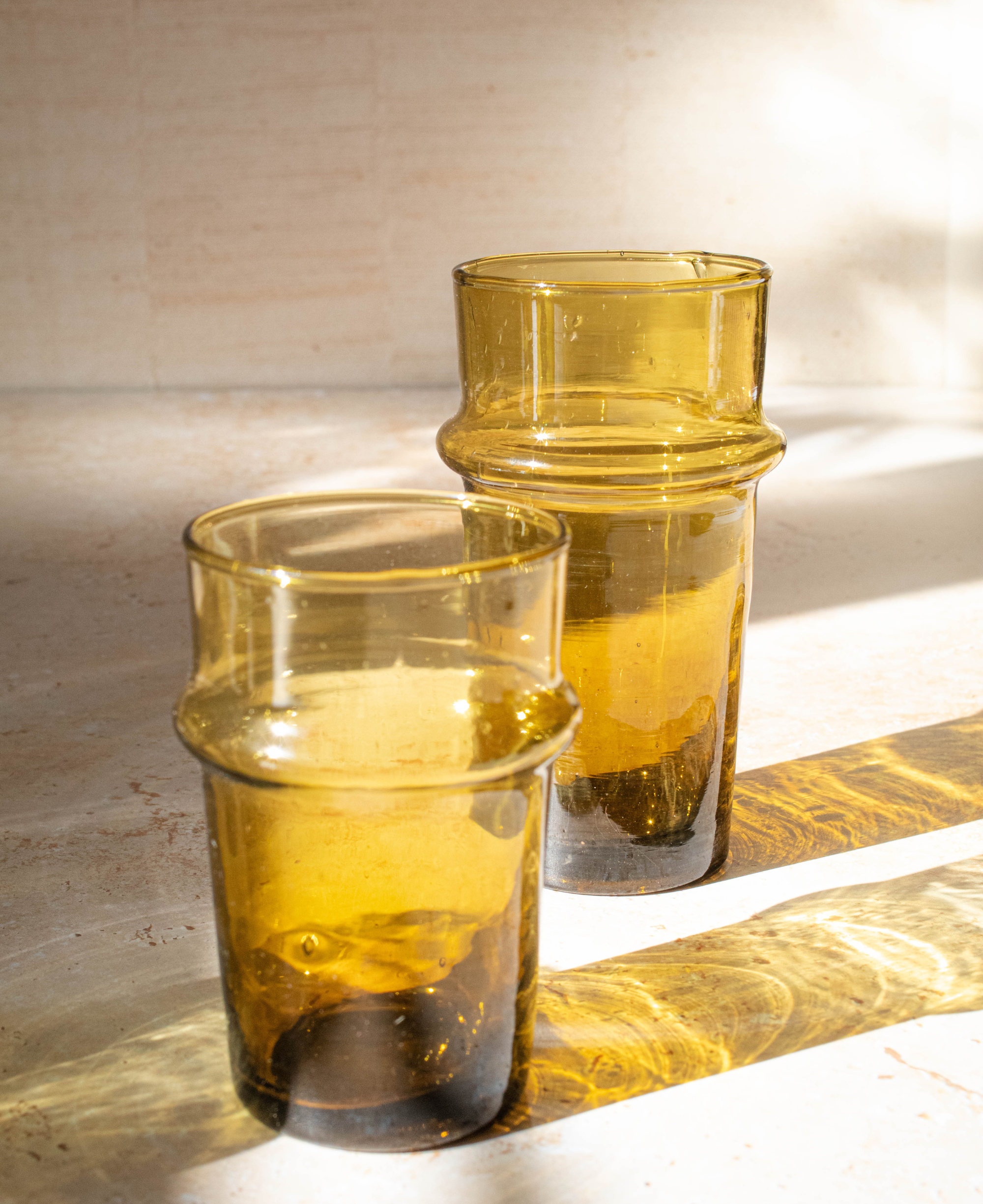 Recycled Moroccan Amber Tumbler Glass, Set of 6