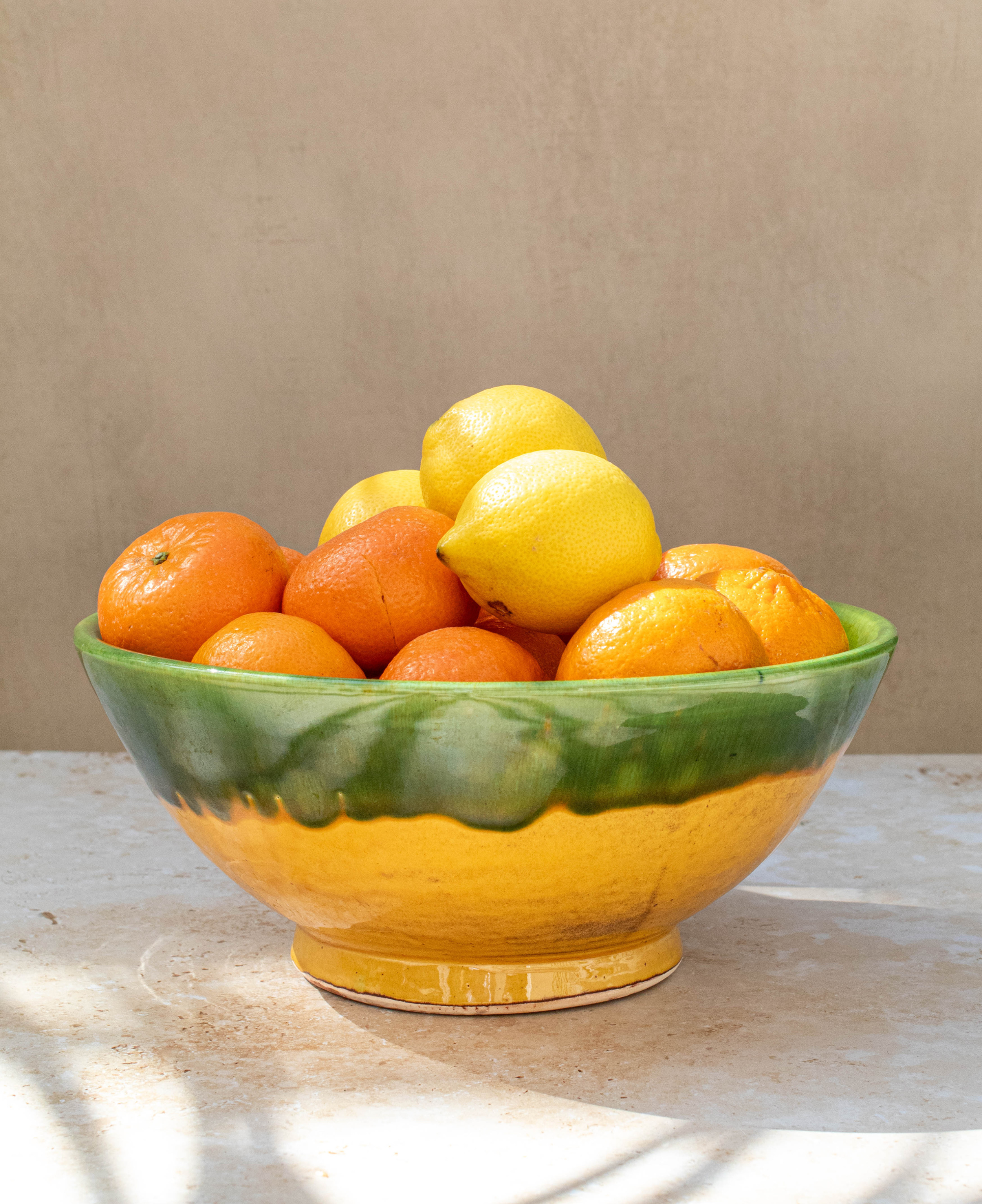 Handmade Moroccan Bowls – Green & Yellow Two-Tone Design