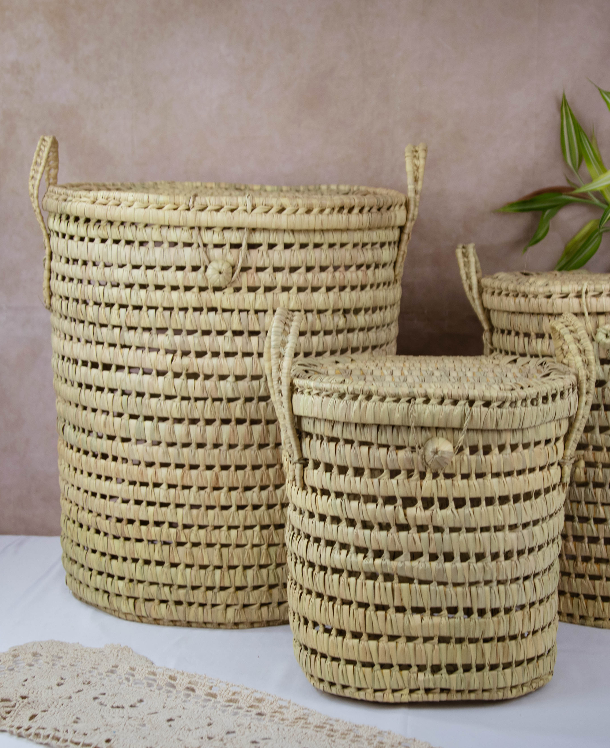 Moroccan Handmade Woven Laundry Storage Basket