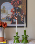 Handmade Green Glazed Ceramic Candlestick