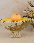 Handmade Tamegroute Pedestal Bowl - Ochre (Half-Glazed Splatter)