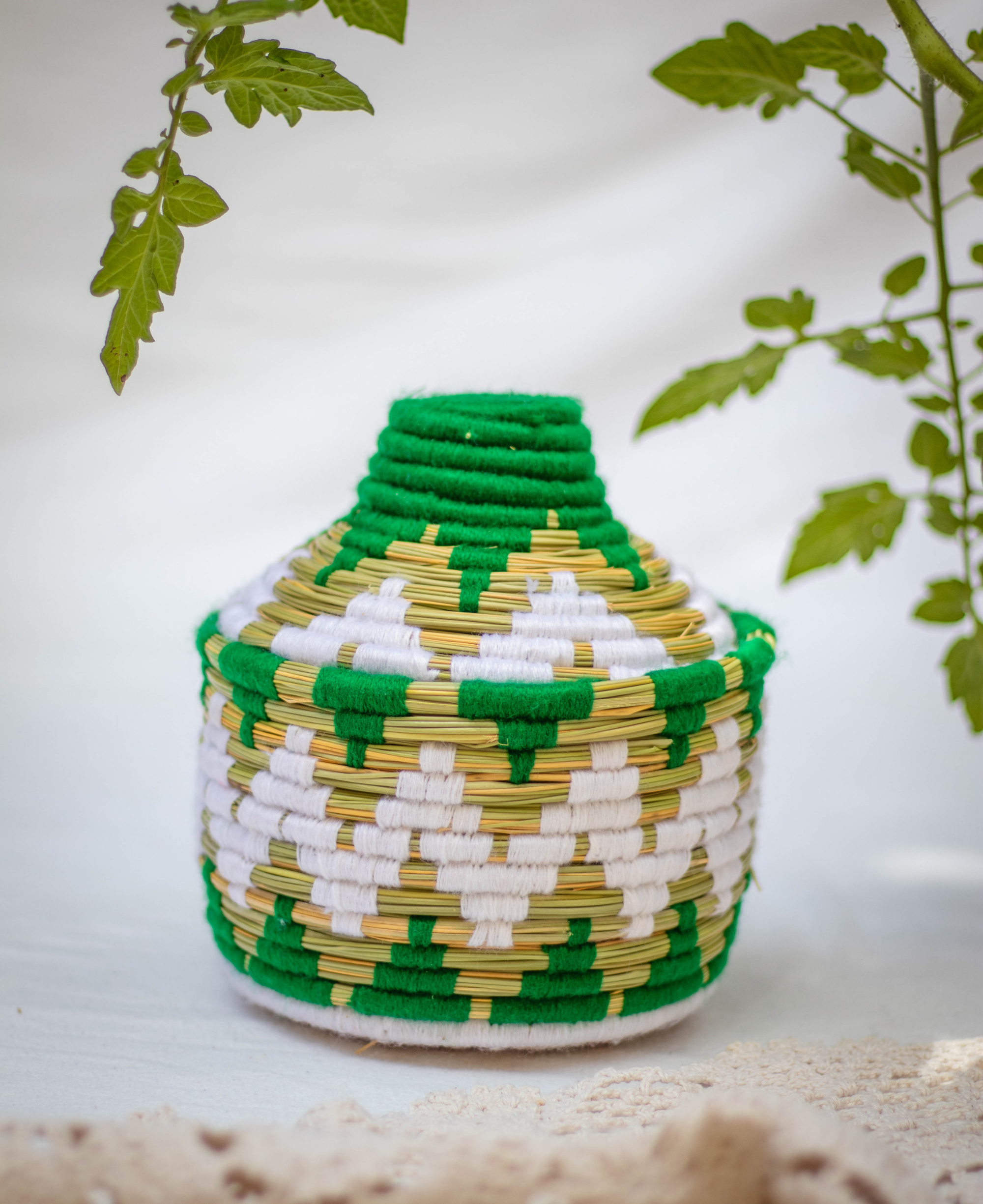 Hand-Woven Moroccan Wool Pot - 037