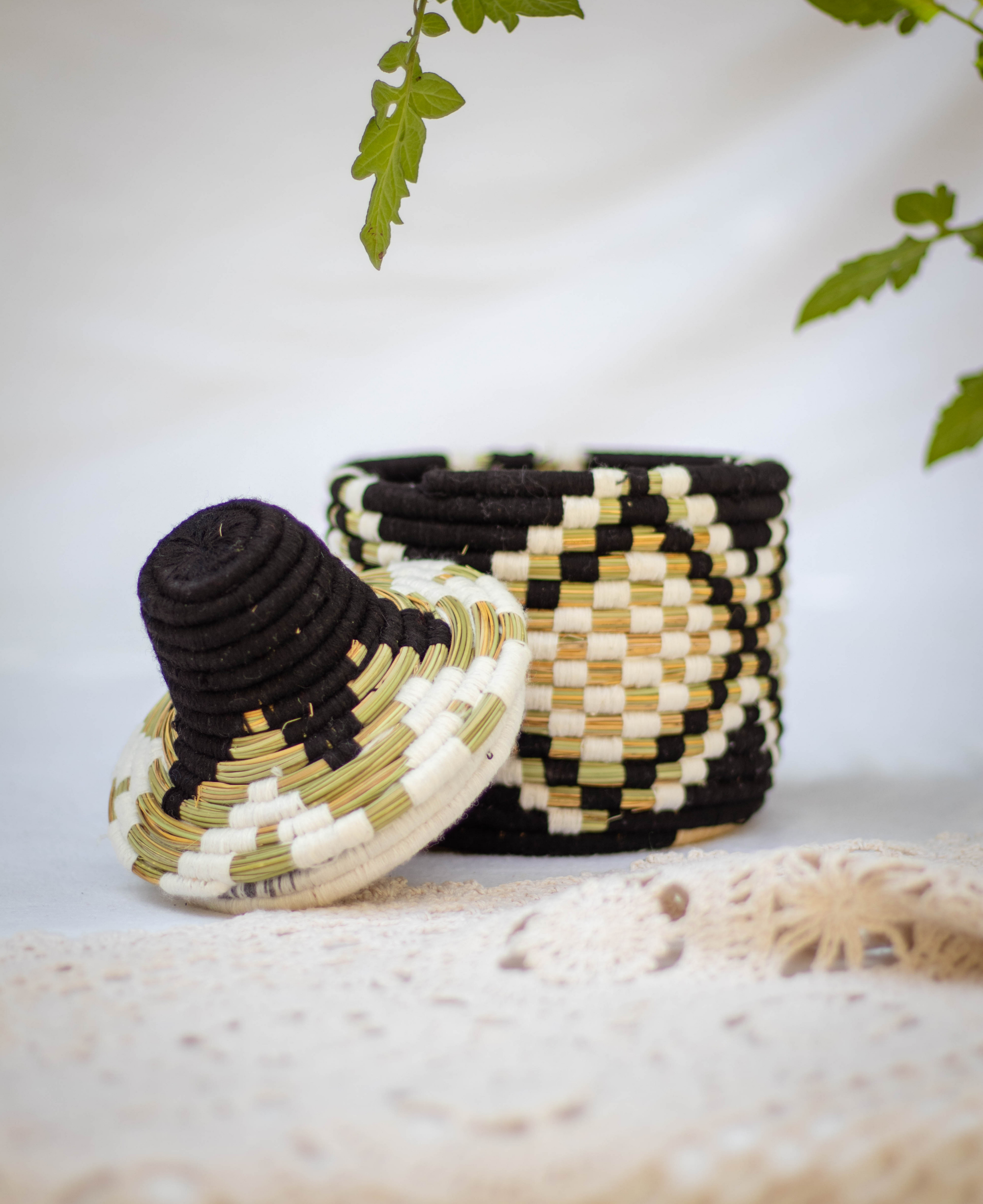 Hand-Woven Moroccan Wool Pot - 035