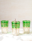Set of 6 Handcrafted Green Moroccan Tea Glasses