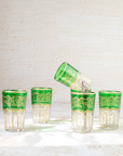 Set of 6 Handcrafted Green Moroccan Tea Glasses