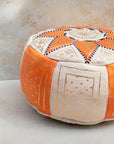 Moroccan Leather Pouf Orange