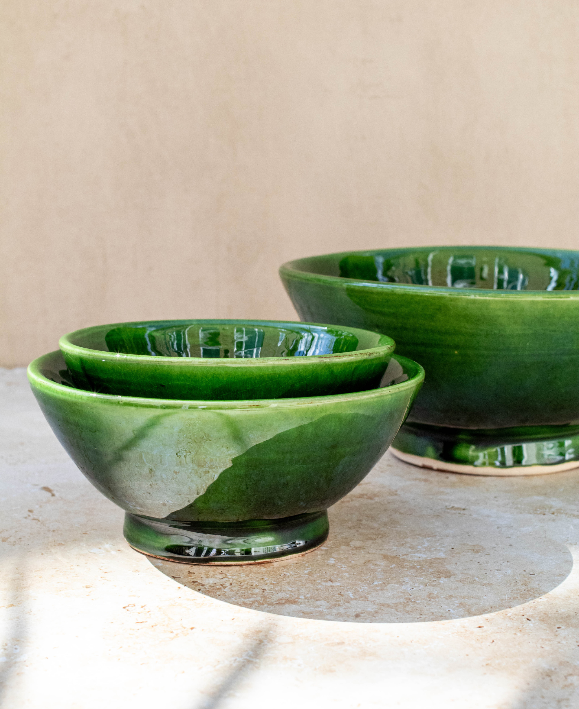Tazekka Green Moroccan Ceramic Bowls