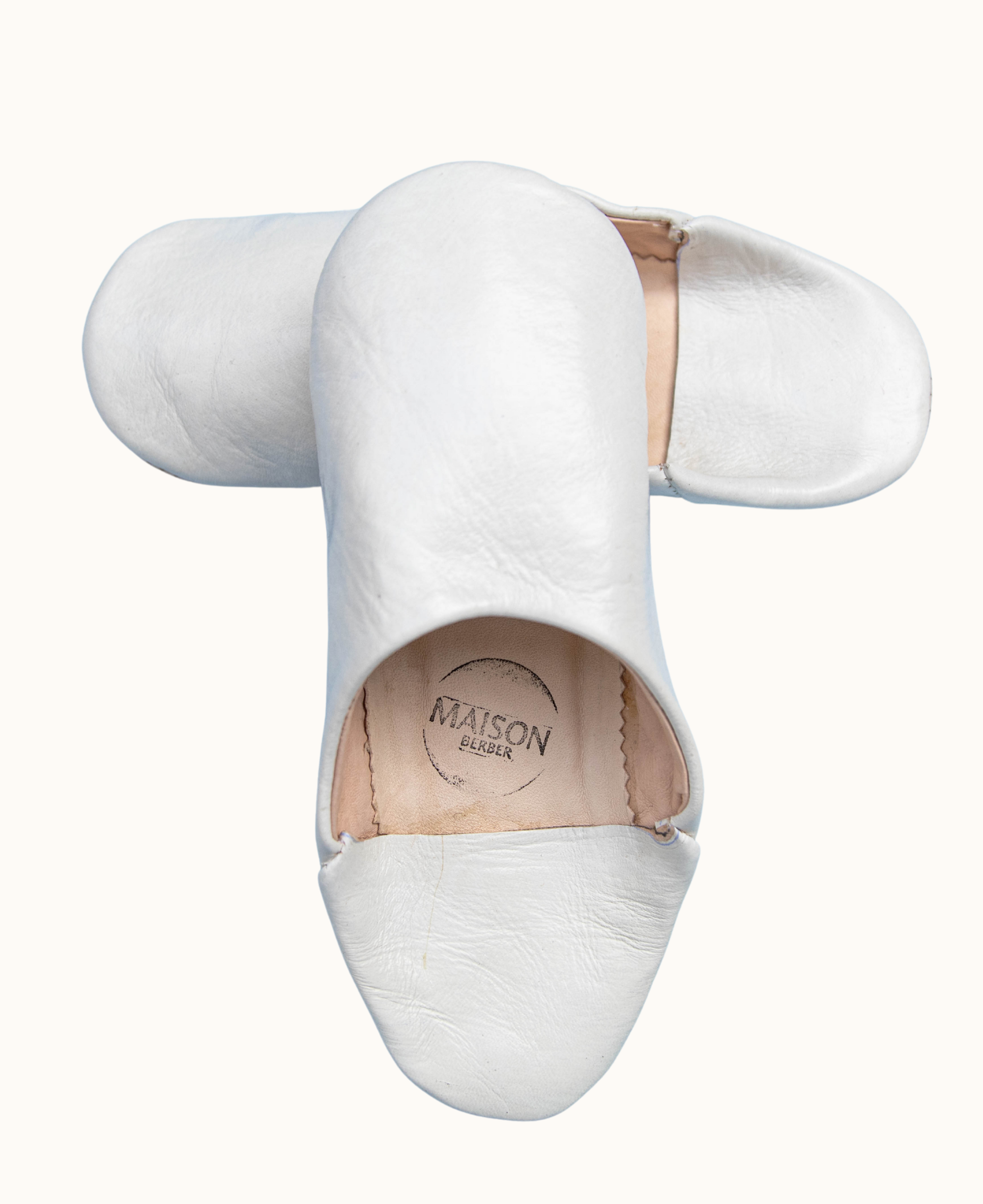 Moroccan Babouche Slippers, White