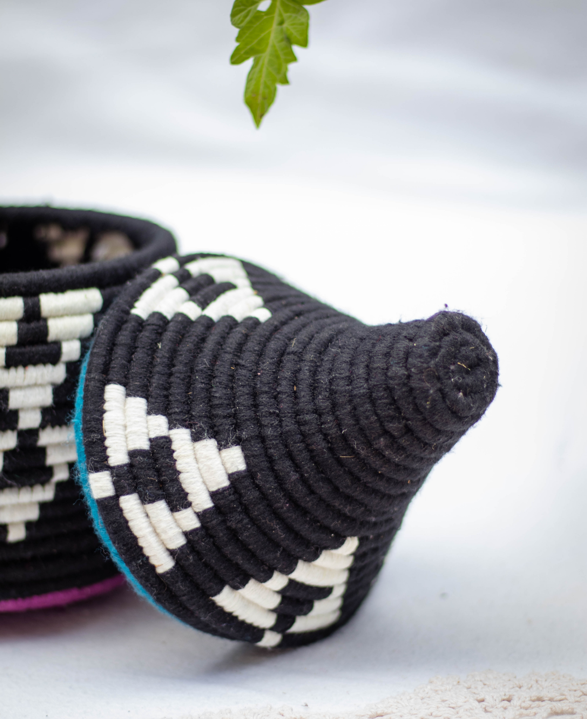 Hand -Woven Moroccan Wool Pot - 020