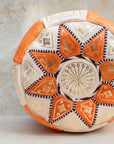 Moroccan Leather Pouf Orange