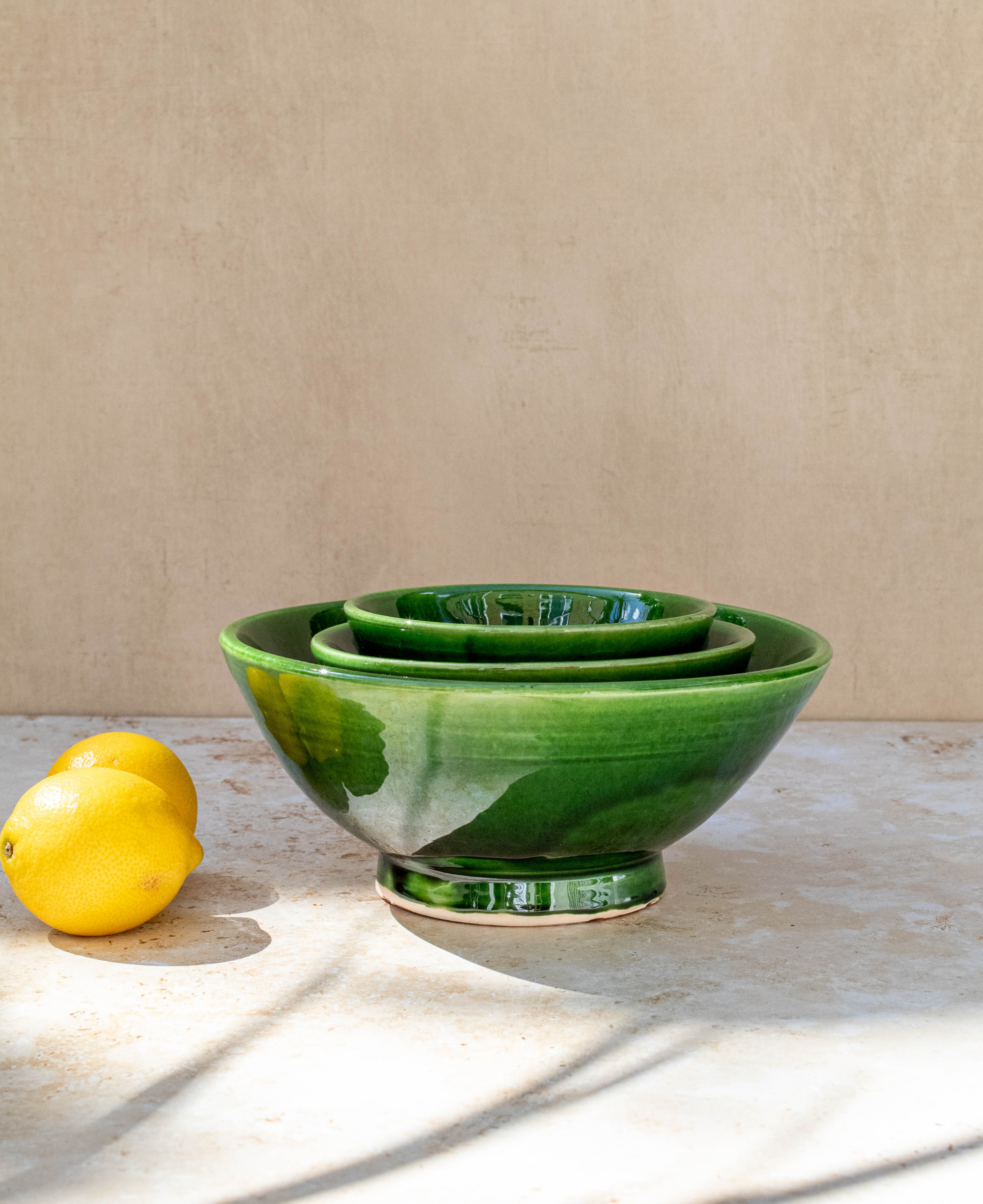 Tazekka Green Moroccan Ceramic Bowls