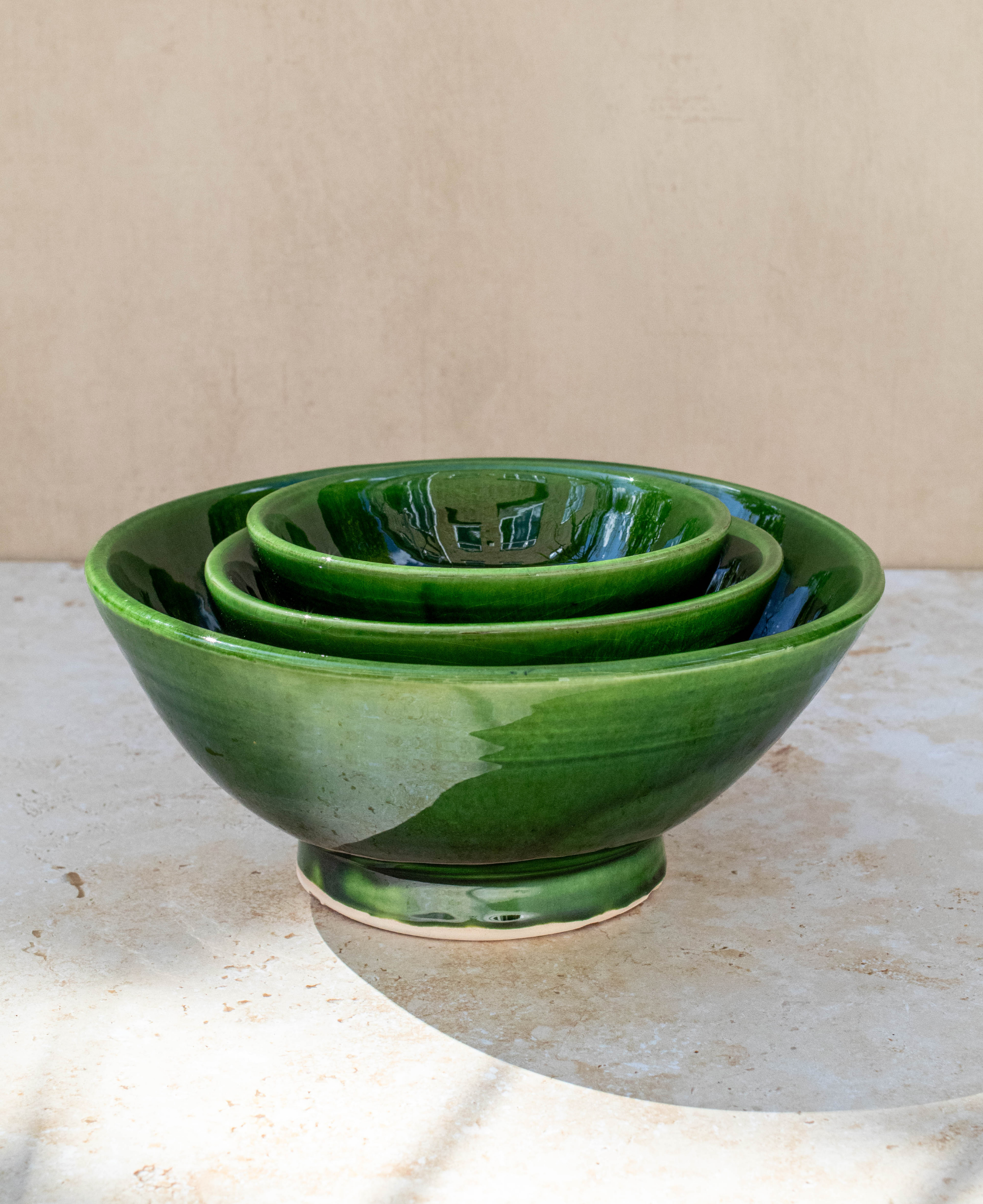 Tazekka Green Moroccan Ceramic Bowls