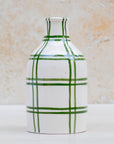 Handmade Checkered Ceramic Vase - Green