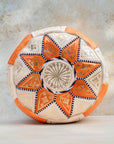 Moroccan Leather Pouf Orange
