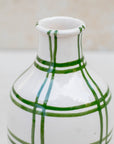 Green Checkered Ceramic Vase | Handmade Moroccan Pottery