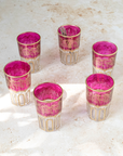 Set of 6 Moroccan Multicoloured Tea Glasses – Pink